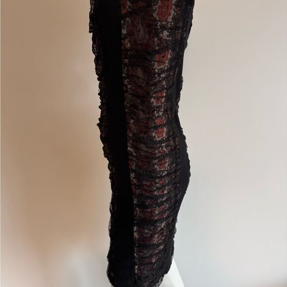 Jean Paul Gaultier Black Lace and Print Dress - Picture 3 of 6